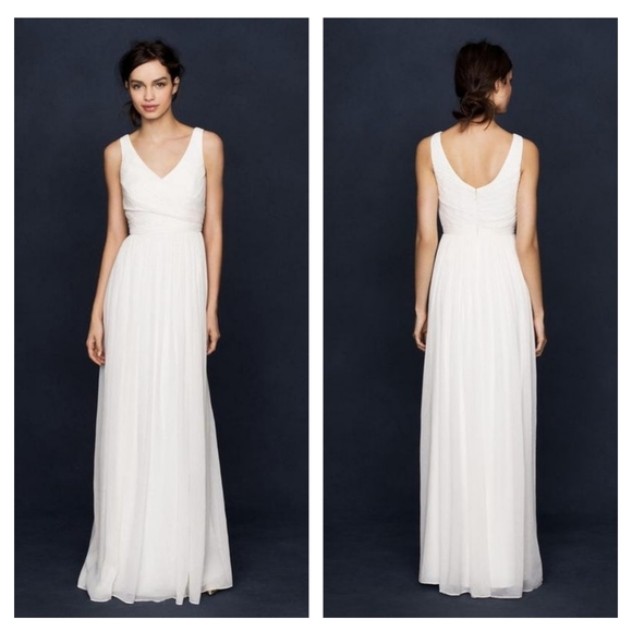 J.CREW SILK CHIFFON LONG HEIDI WEDDING BALL GOWN 10 IVORY LONG DRESS - Picture 2 of 5